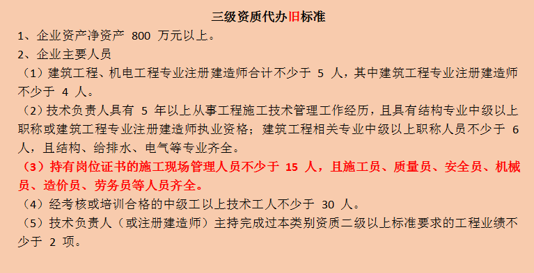 代办建筑三级资质的标准